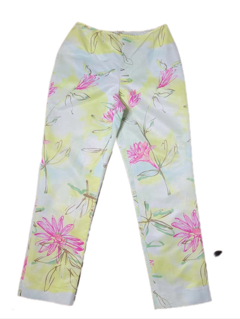 Neiman Marcus Floral Print Straight-Leg Pants